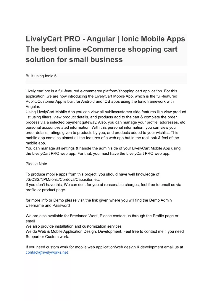 livelycart pro angular ionic mobile apps the best