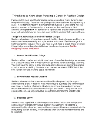 thing need to know about pursuing a career