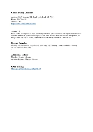 comet daddy cleaners address 2643 masonic hill