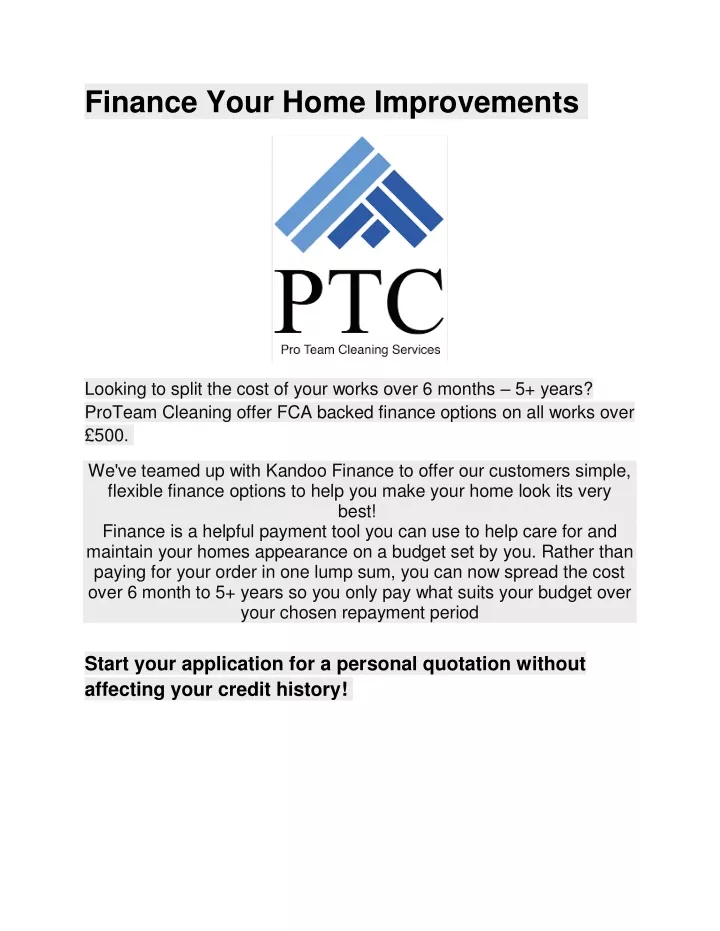 finance your home improvements