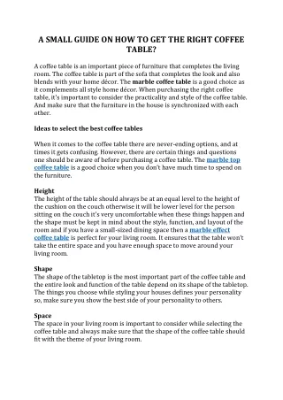 a small guide on how to get the right coffee table