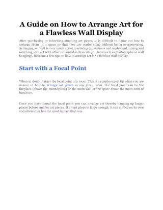 a guide on how to arrange art for a flawless wall