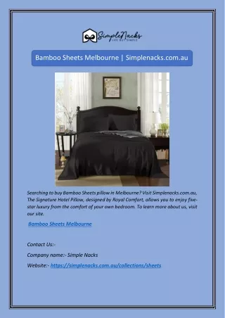 Bamboo Sheets Melbourne | Simplenacks.com.au