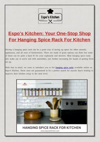 Espo’s Kitchen: Your One-Stop Shop For Hanging Spice Rack For Kitchen Use