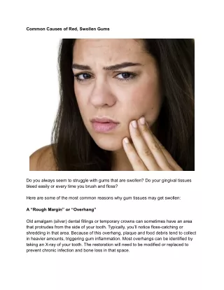 Common Causes of Red Swollen Gums