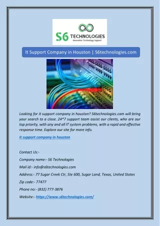 It Support Company in Houston | S6technologies.com