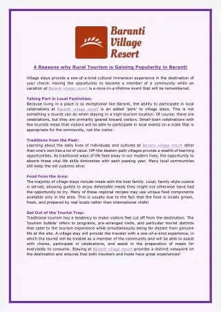 4 Reasons why Rural Tourism is Gaining Popularity in Baranti
