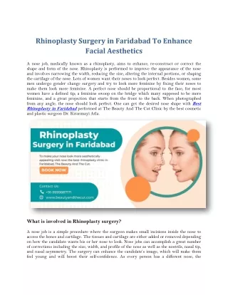 Rhinoplasty Surgery in Faridabad To Enhance Facial Aesthetics