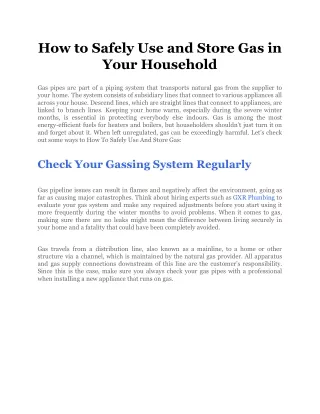 how to safely use and store gas in your household
