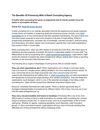 The Benefits Of Partnering With A Retail Consulting Agency