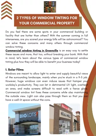 2 Types of Window Tinting for Your Commercial Property