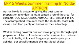 ERP 6 Weeks Summer Training In Noida-APTRON