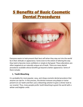 5 Benefits of Basic Cosmetic Dental Procedures