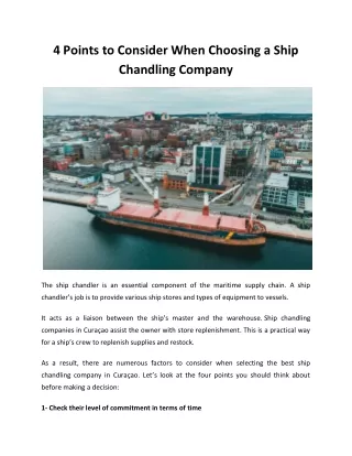 4 Points to Consider When Choosing a Ship Chandling Company