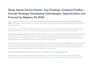 Sleep Apnea Device Market-Research Report 2021-2029