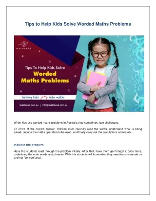 Tips to Help Kids Solve Worded Maths Problems