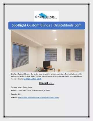 spotlight custom blinds onsiteblinds com