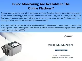 Is Voc Monitoring Are Available In The Online Platform