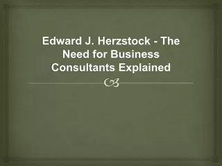 Edward J. Herzstock - The Need for Business Consultants Explained