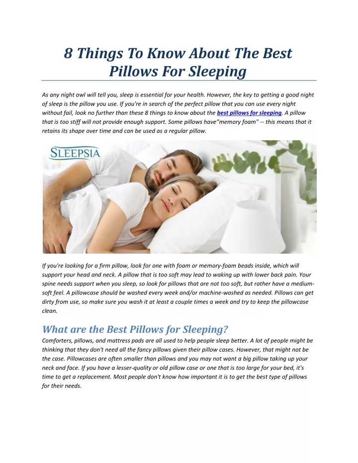 8 things to know about the best pillows