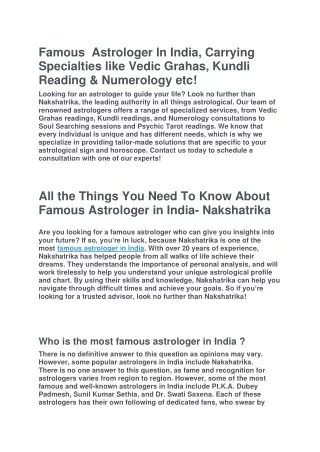 famous astrologer in india carrying specialties