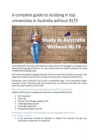 Studying in top universities in Australia without IELTS