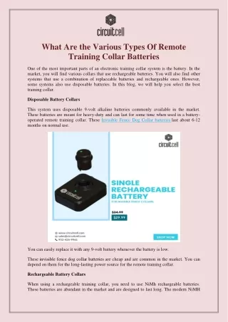 What Are The Various Types Of Remote Training Collar Batteries