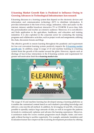 e learning market growth rate is predicted