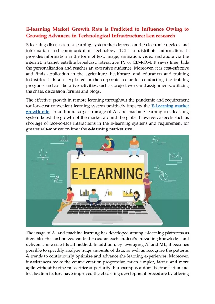 e learning market growth rate is predicted