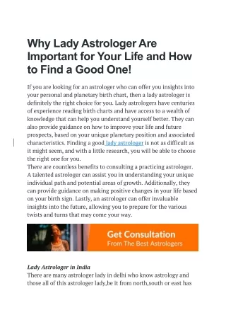 why lady astrologer are important for your life