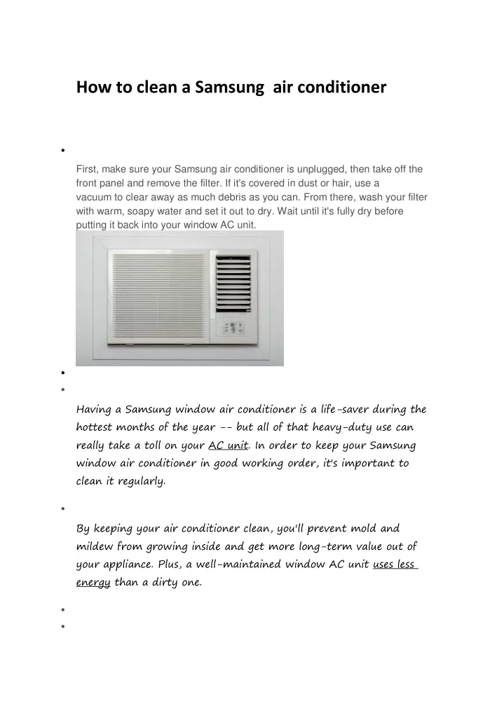 how to clean a samsung air conditioner