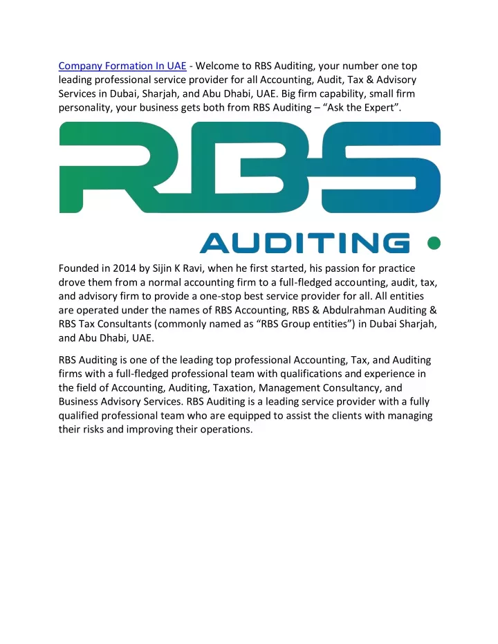 company formation in uae welcome to rbs auditing