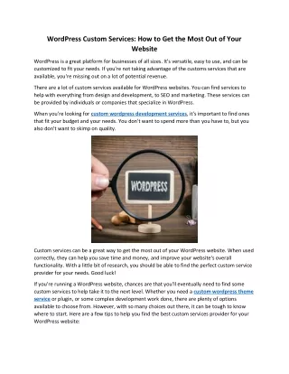 wordpress custom services how to get the most