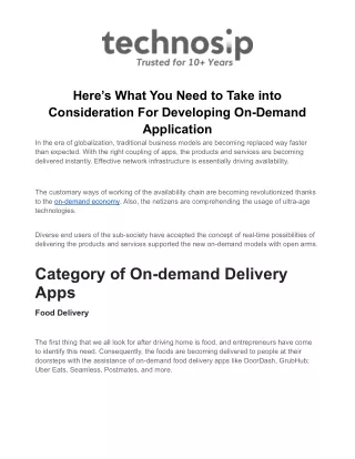 Here’s What You Need to Take into Consideration For Developing On-Demand Application