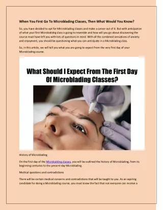 When You First Go To Microblading Classes, Then What Would You Know?