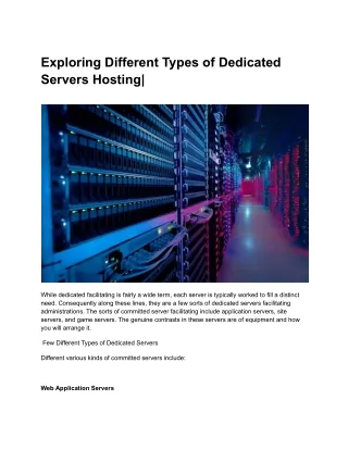 exploring different types of dedicated servers