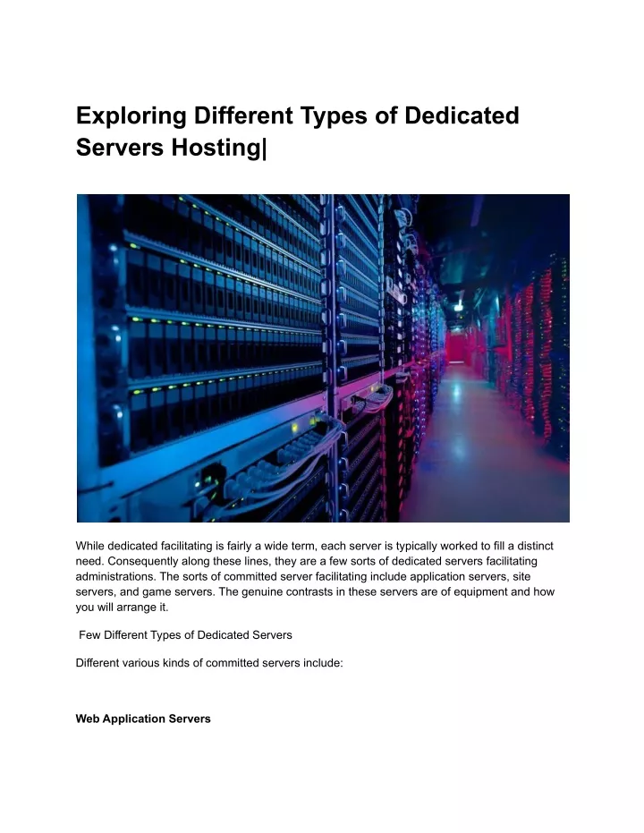 exploring different types of dedicated servers