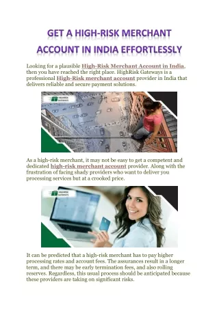 Get a High-Risk Merchant Account in India effortlessly