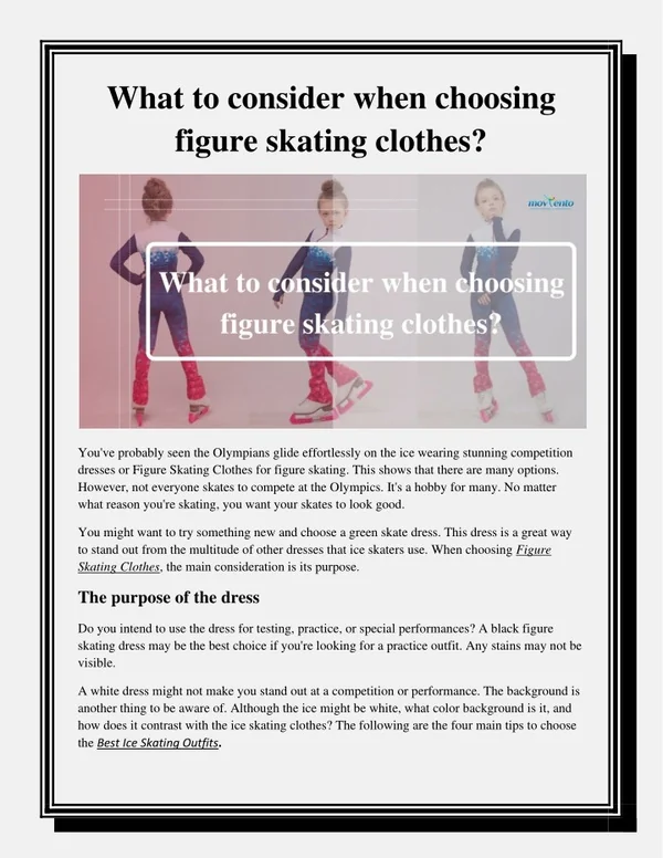 What to consider when choosing figure skating clothes