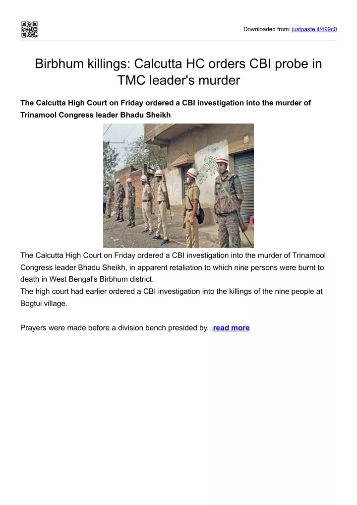 Ppt Birbhum Killings Calcutta Hc Orders Cbi Probe In Tmc Leader S Murder Powerpoint