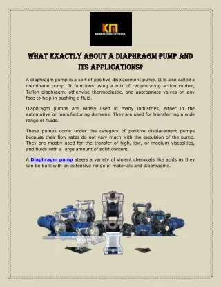 What Exactly About a Diaphragm Pump and Its Applications?