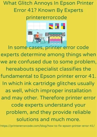 What Glitch Annoys In Epson Printer Error 41 Known By Experts