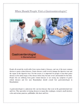 When Should People Visit Gastroenterologist?