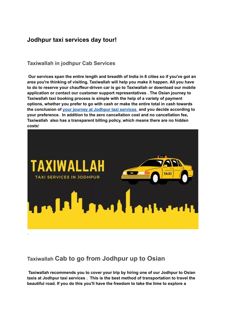 jodhpur taxi services day tour