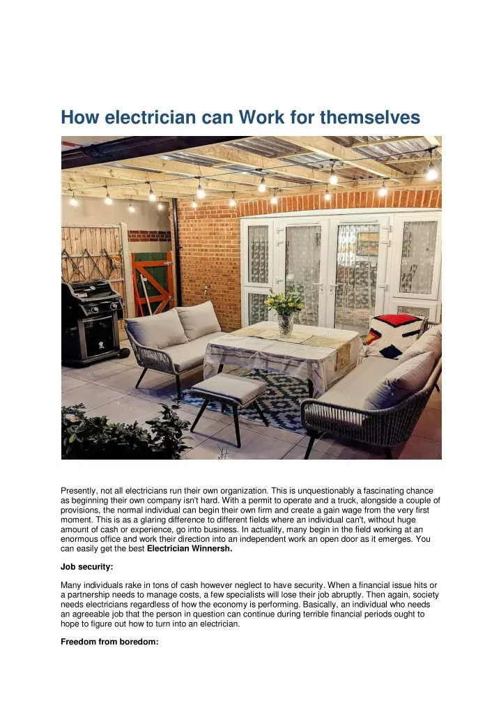 how electrician can work for themselves