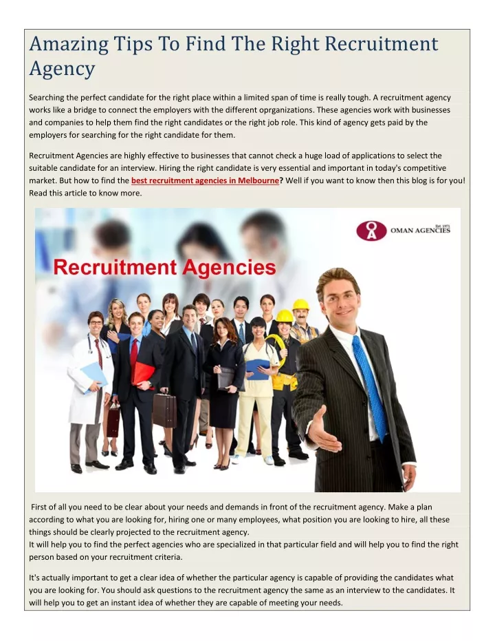 amazing tips to find the right recruitment agency