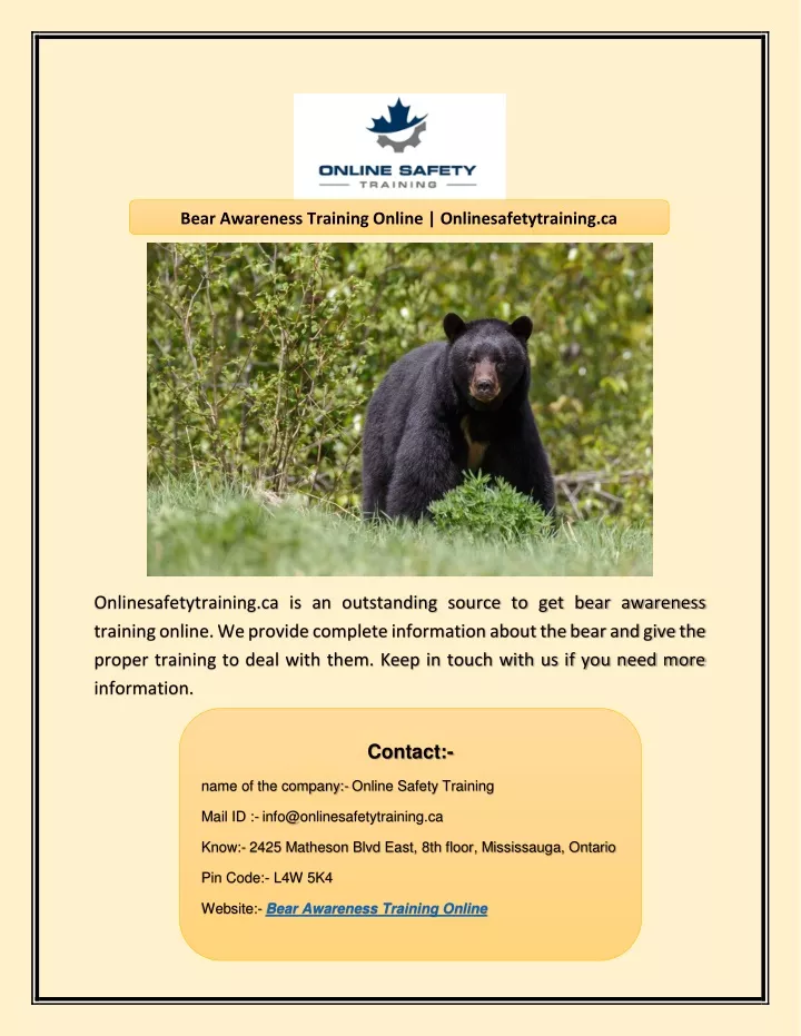 bear awareness training online