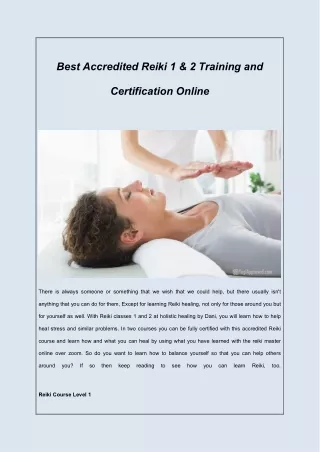 Best Accredited Reiki 1 and 2 Training and Certification Online