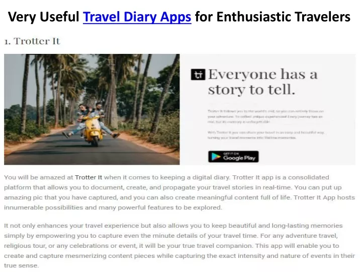 very useful travel diary apps for enthusiastic