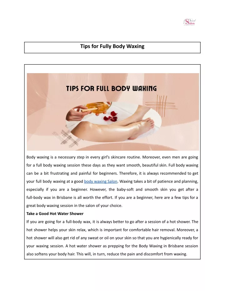 tips for fully body waxing
